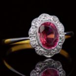 SPINEL AND DIAMOND CLUSTER RING