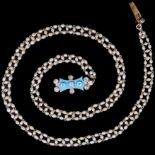NATURAL PEARL NECKLACE WITH DIAMOND AND ENAMEL CLASP