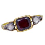 ANTIQUE GARNET AND DIAMOND RING