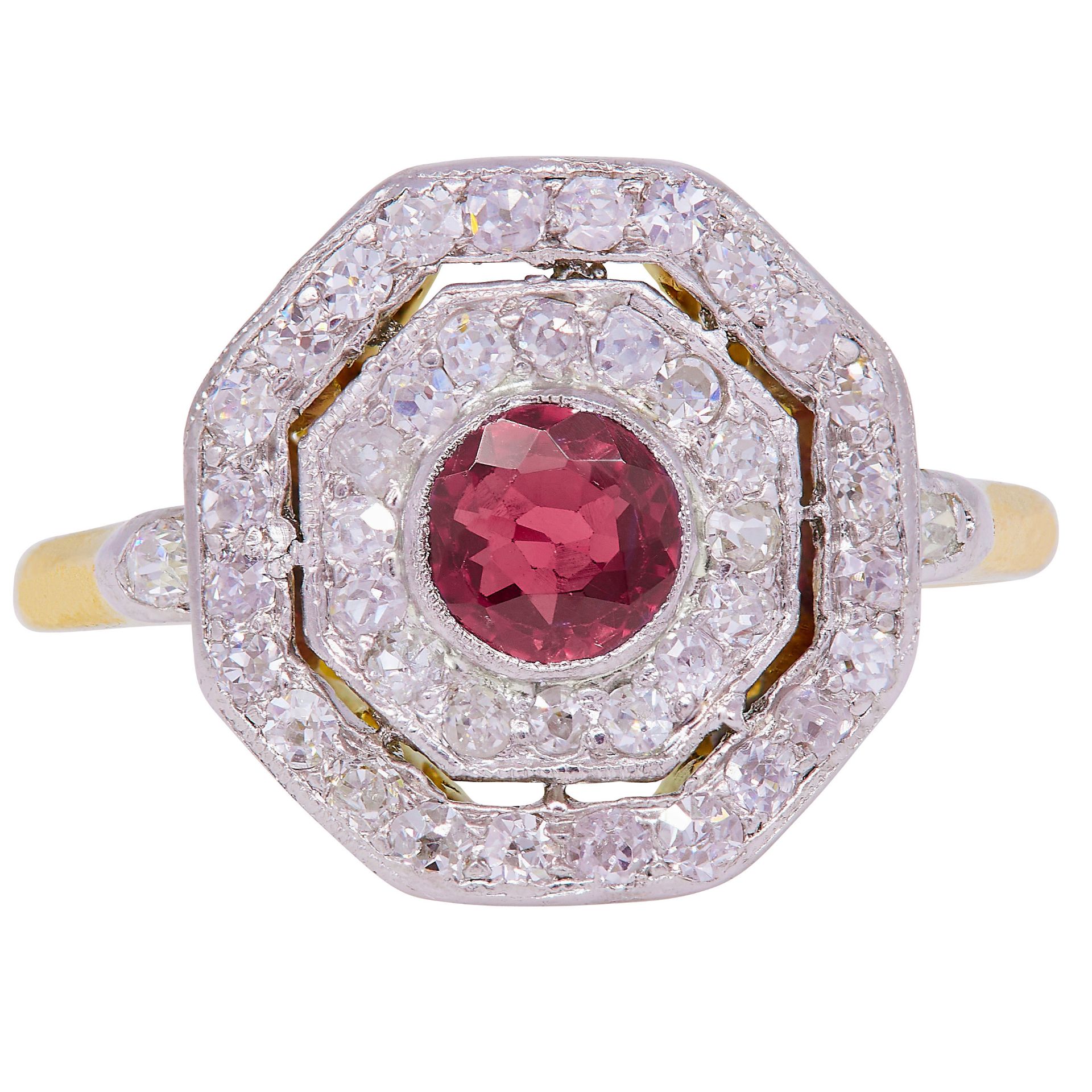 RUBY AND DIAMOND CLUSTER RING