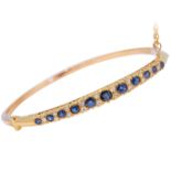 SAPPHIRE AND DIAMOND HINGED BANGLE