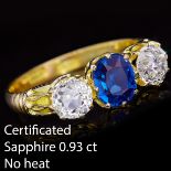 SAPPHIRE AND DIAMOND 3 -STONE RING