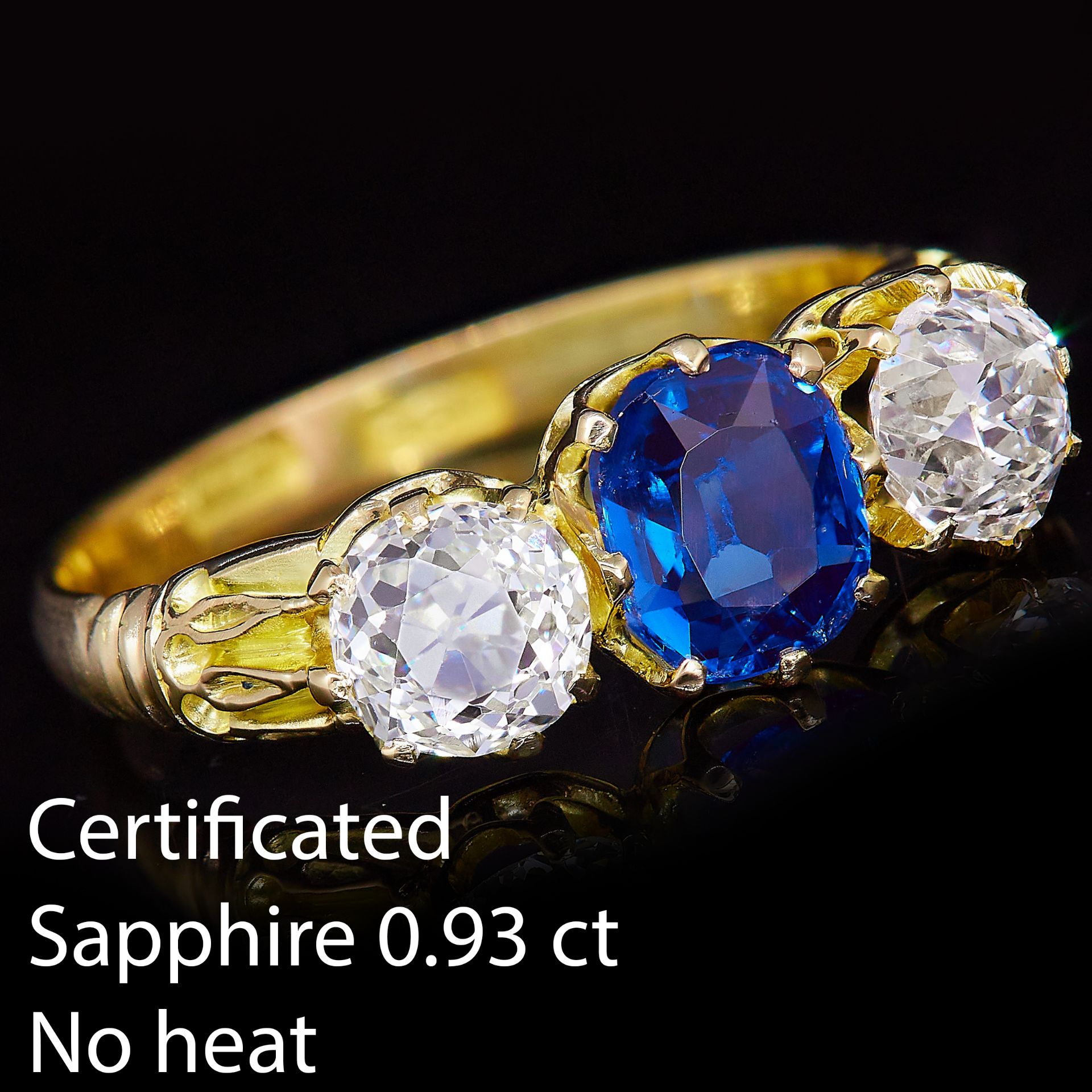 SAPPHIRE AND DIAMOND 3 -STONE RING