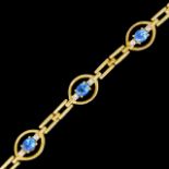 SAPPHIRE AND DIAMOND LINK BRACELET