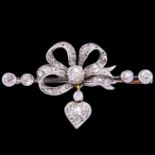 ANTIQUE VICTORIAN DIAMOND DROP BOW BROOCH