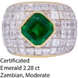 IMPORTANT CERTIFICATED 2.28 CT COLOMBIAN EMERALD AND DIAMOND DRESS RING