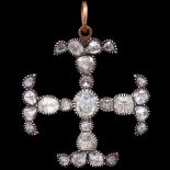 AN ANTIQUE DIAMOND CROSS PENDANT, 19TH CENTURY