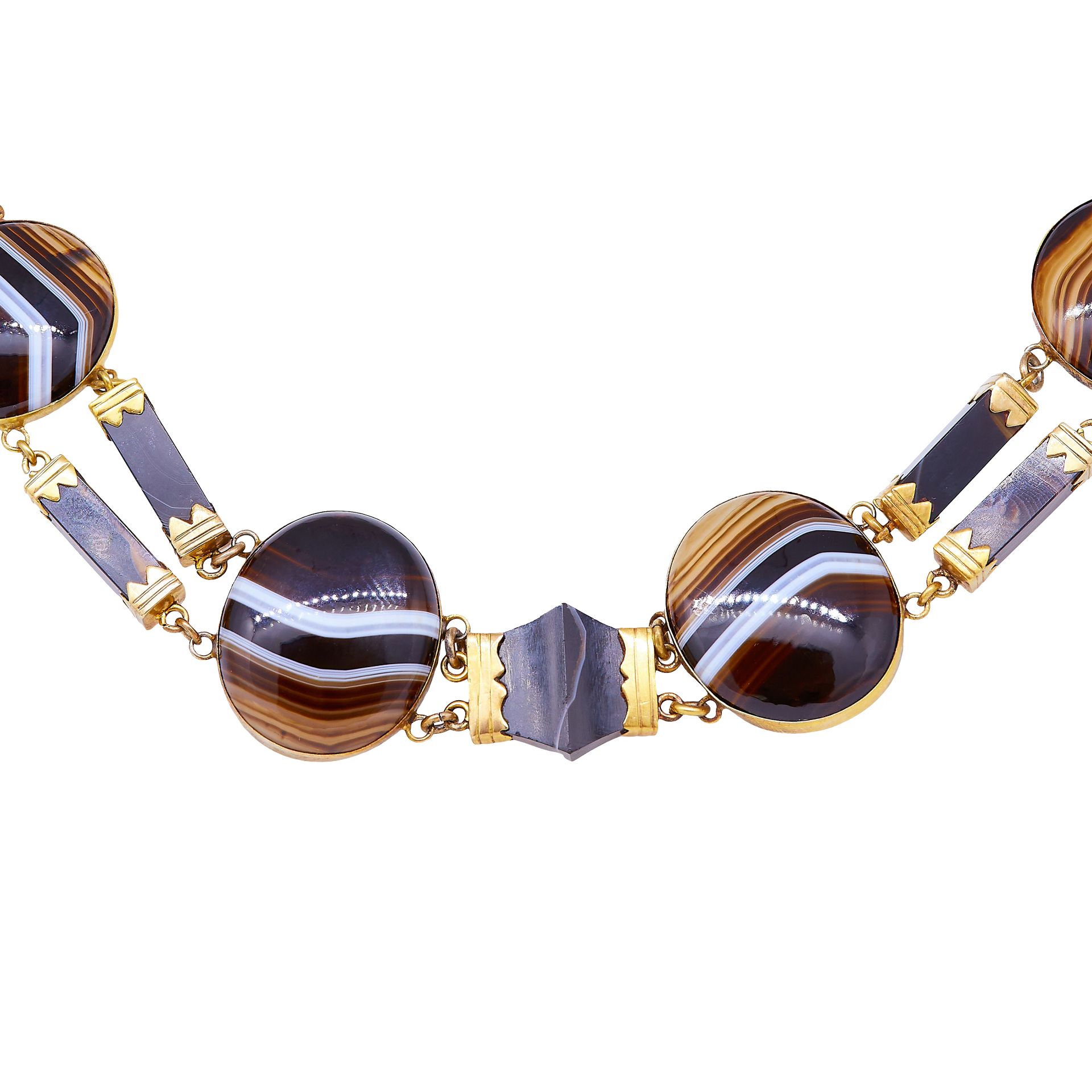 ANTIQUE VICTORIAN BANDED AGATE NECKLACE