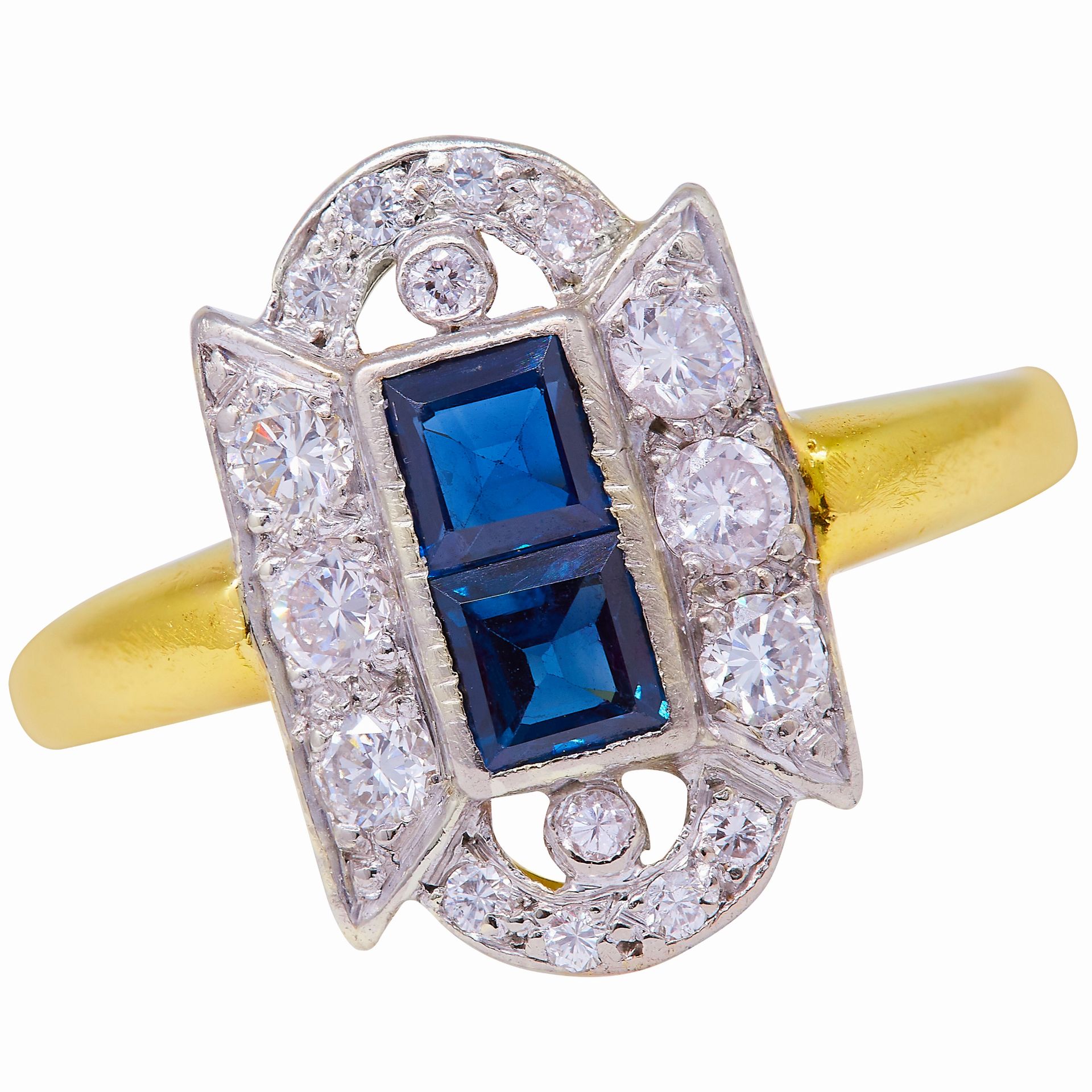 SAPPHIRE AND DIAMOND OPENWORK RING