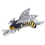 DIAMOND AND ENAMEL WASP BROOCH