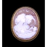 ANTIQUE CARVED SHELL CAMEO BROOCH