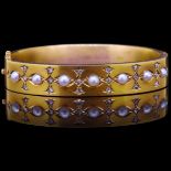 ANTIQUE VICTORIAN PEARL AND DIAMOND BANGLE