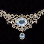 ANTIQUE AQUAMARINE AND DIAMOND NECKLACE