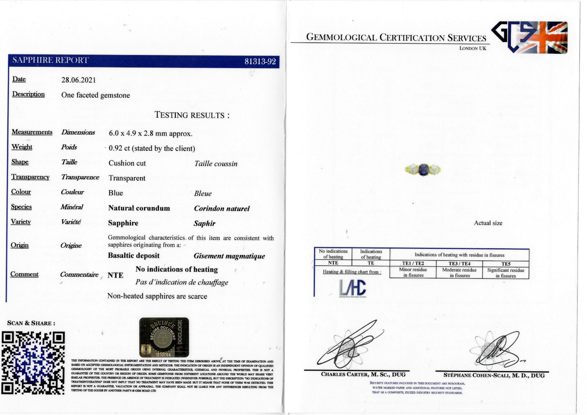 SAPPHIRE AND DIAMOND 3 -STONE RING - Image 2 of 2