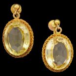 PAIR OF CITRINE EARRINGS