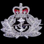 ROYAL NAVY DIAMOND AND ENAMEL BROOCH