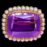 ANTIQUE VICTORIAN AMETHYST AND PEARL BROOCH