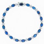 A SAPPHIRE AND DIAMOND LINE BRACELET