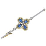 EDWARDIAN ENAMEL,BLUE SAPPHIRE AND DIAMOND BROOCH