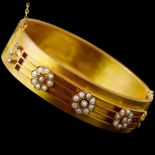 ANTIQUE VICTORIAN PEARL HINGED BANGLE