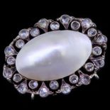 ANTIQUE PEARL AND DIAMOND BROOCH