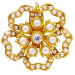 ANTIQUE VICTORIAN PEARL AND DIAMOND BROOCH