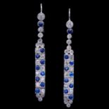 PAIR OF SAPPHIRE AND DIAMOND DROP EARRINGS