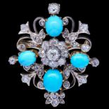 ANTIQUE VICTORIAN TURQUOISE AND DIAMOND PENDANT/BROOCH