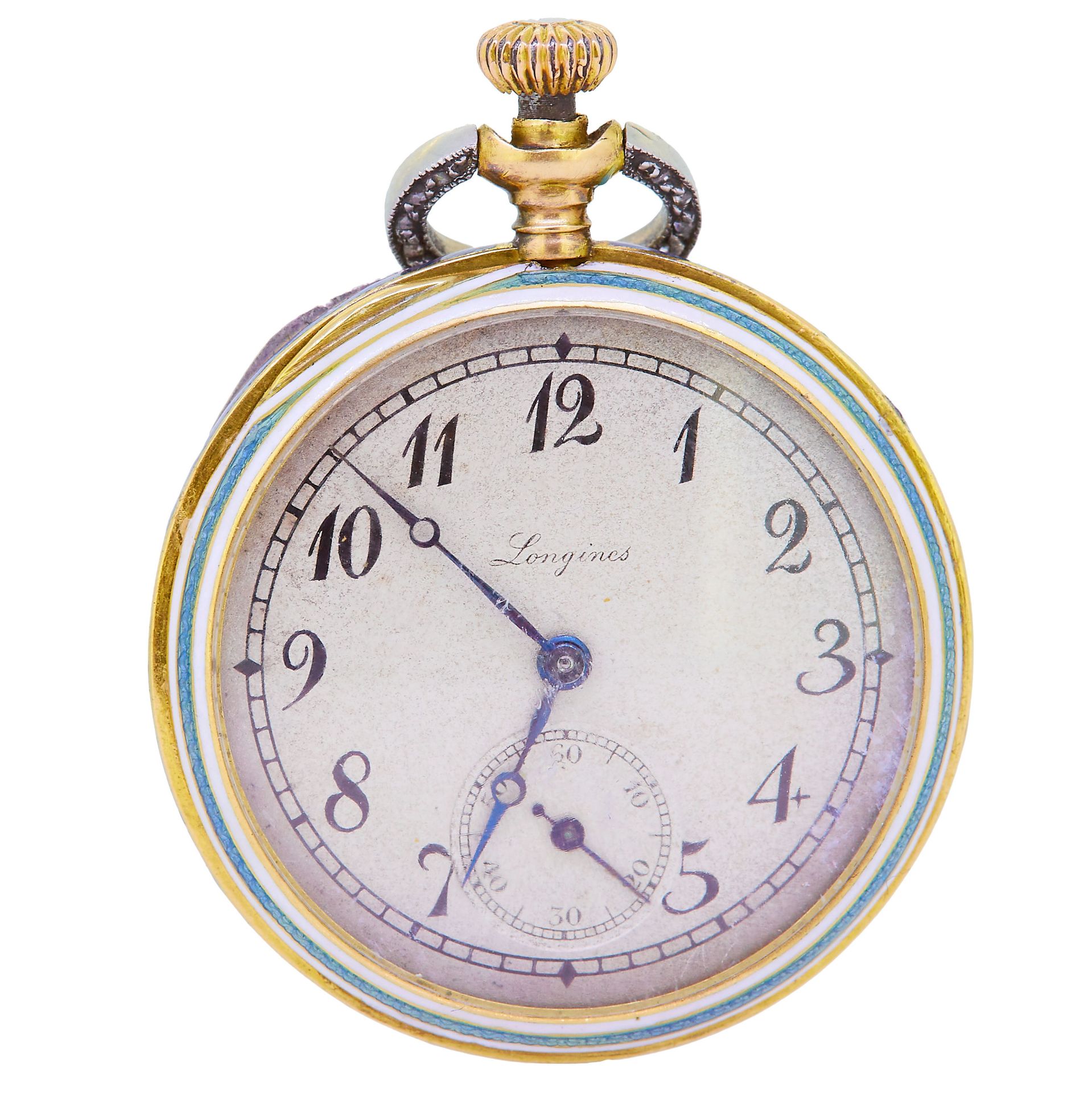 LONGINES, ENAMEL AND DIAMOND POCKET WATCH - Image 2 of 2