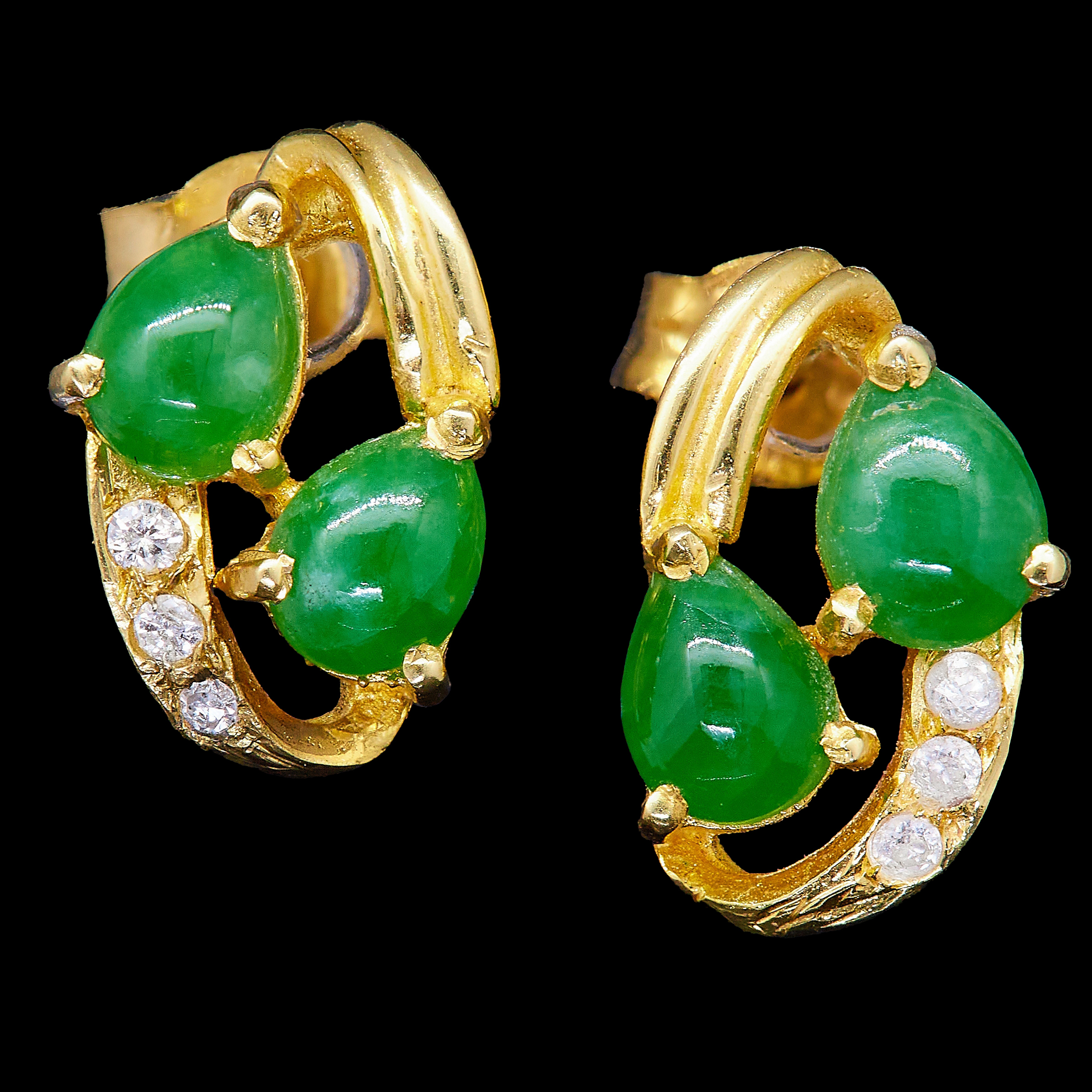 -NO RESERVE- PAIR OF JADE AND DIAMOND EARRINGS