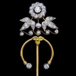 ANTIQUE VICTORIAN DIAMOND FIBULA BROOCH