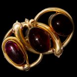 IMPORTANT ANTIQUE VICTORIAN GARNET TRIPLE SNAKE BROOCH