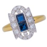 SAPPHIRE AND DIAMOND OPENWORK RING