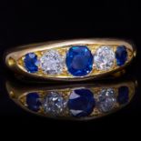 -NO RESERVE- SAPPHIRE AND DIAMOND 5-STONE RING