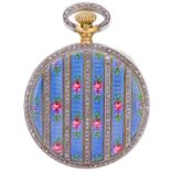 LONGINES, ENAMEL AND DIAMOND POCKET WATCH