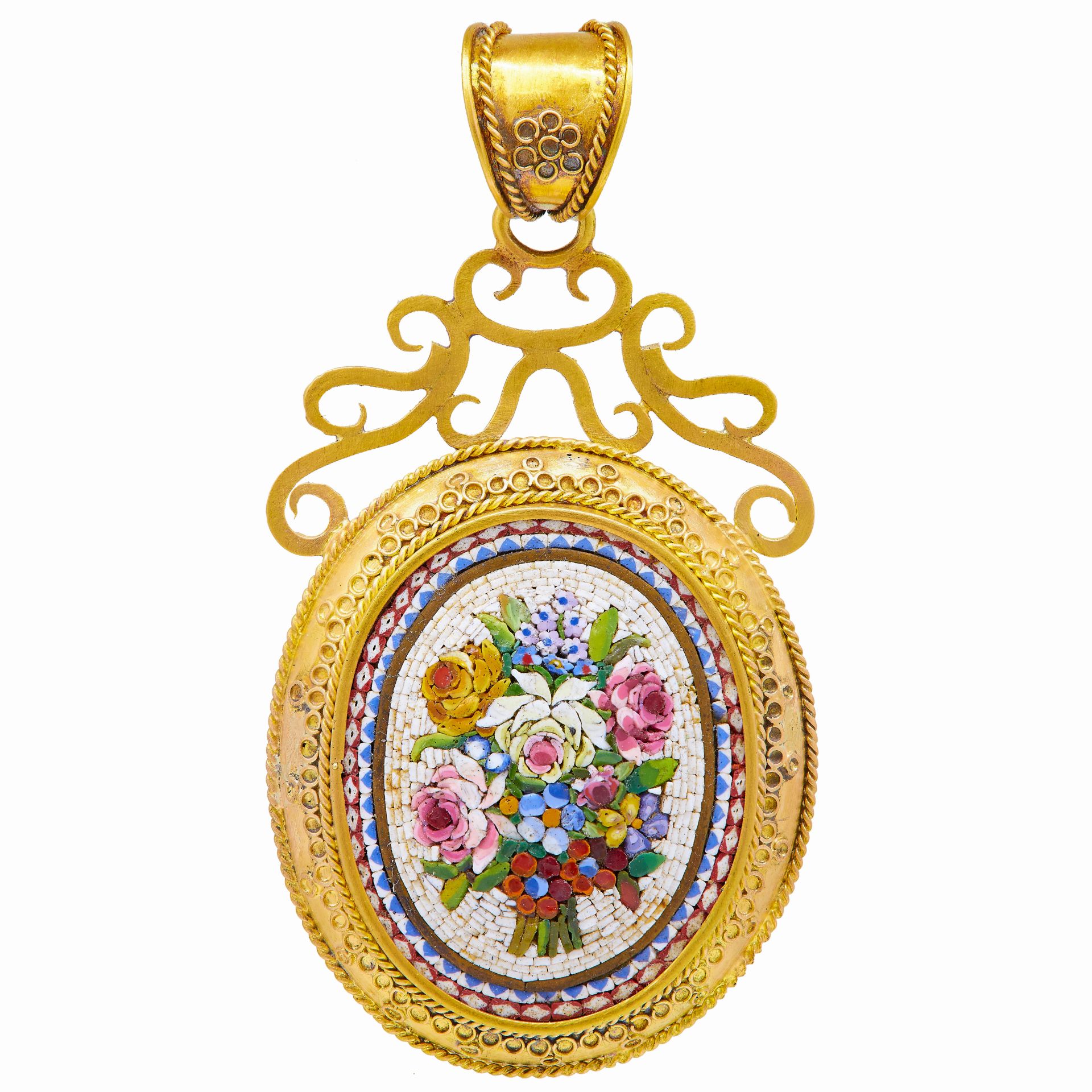 ANTIQUE VICTORIAN MICRO MOSAIC PENDANT