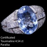 IMPORTANT CERTIFICATED PARAIBA TOURMALINE AND DIAMOND DRESS RING