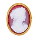 -NO RESERVE- ANTIQUE AGATE CARVED CAMEO BROOCH
