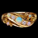 -NO RESERVE- OPAL AND DIAMOND TWIST RING