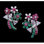 PAIR OF MULTI GEM FLORAL EARRINGS