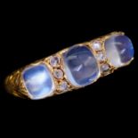 -NO RESERVE- MOONSTONE AND DIAMOND DRESS RING