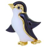 DIAMOND ONYX AND SAPPHIRE PENGUIN BROOCH