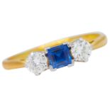 -NO RESERVE- SAPPHIRE AND DIAMOND 3-STONE RING