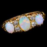 -NO RESERVE- OPAL AND DIAMOND DRESS RING