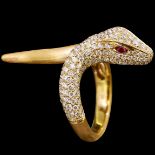 RUBY AND DIAMOND SNAKE DRESS RING