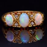 -NO RESERVE- OPAL AND DIAMOND DRESS RING