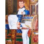 LIMOGES PLAQUE OF THE FINEST QUALITY, THE EMPEROR NAPOLEON IN HIS STUDY AT THE THUILLERIES