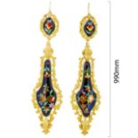 ANTIQUE VICTORIAN PAIR OF ENAMEL DROP EARRINGS