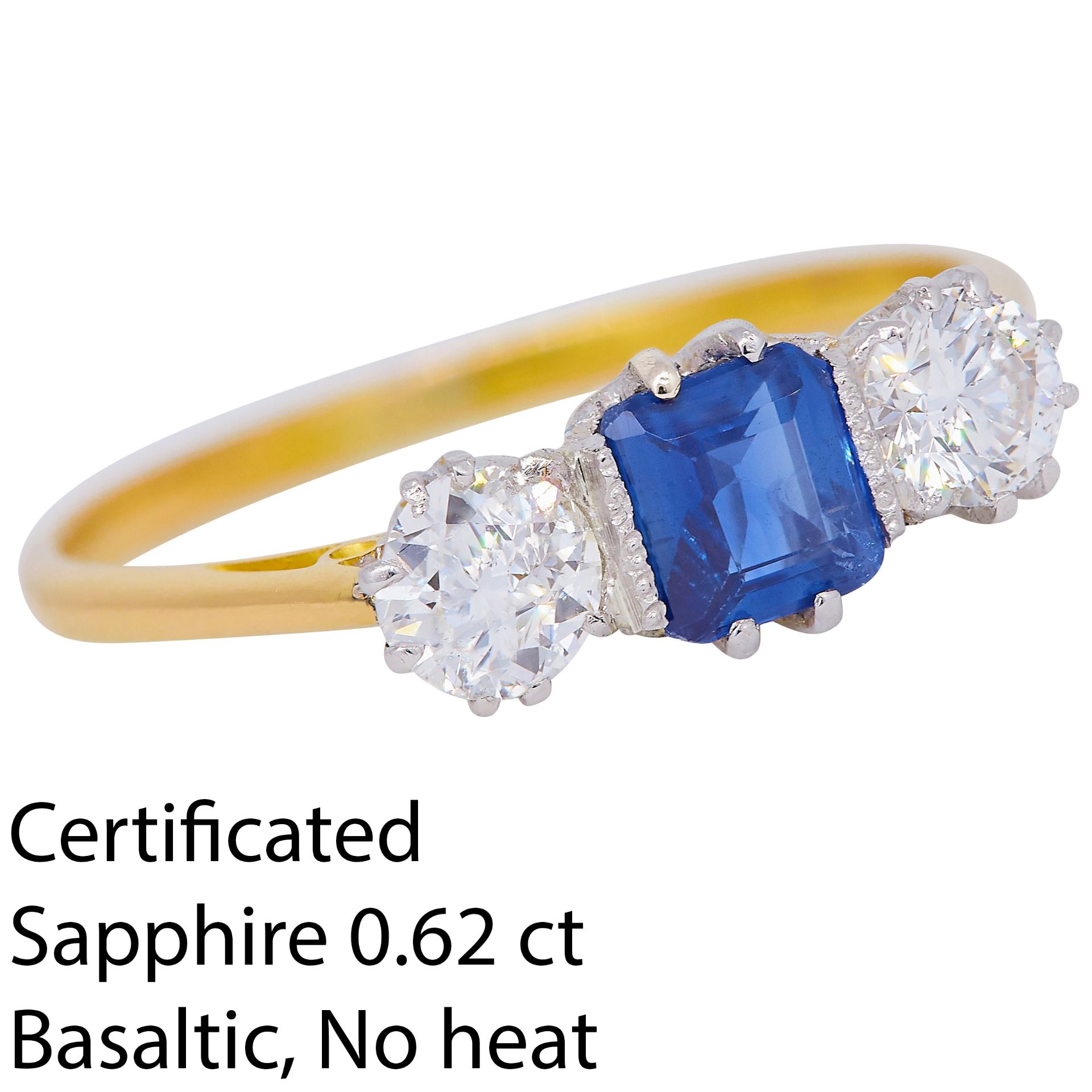 SAPPHIRE AND DIAMOND 3-STONE RING