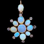 ANTIQUE OPAL AND DIAMOND STAR PENDANT